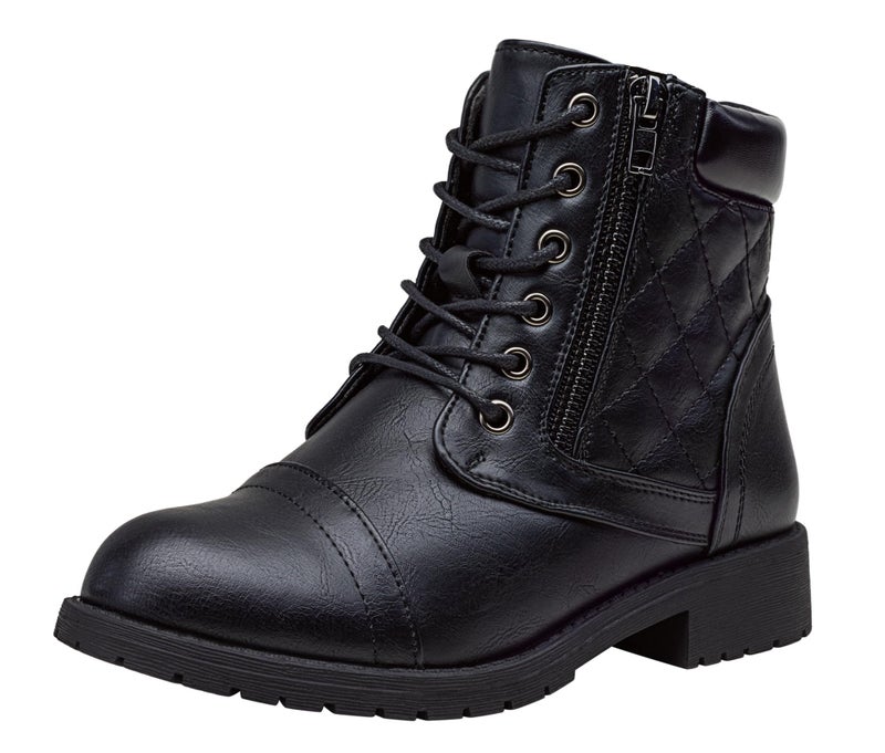 Vepose Women's Black Combat Ankle Boots, Comfortable Short Booties, Size 7 US - 903 with Buckle Strap (CJY903 black01 07) - Image 1